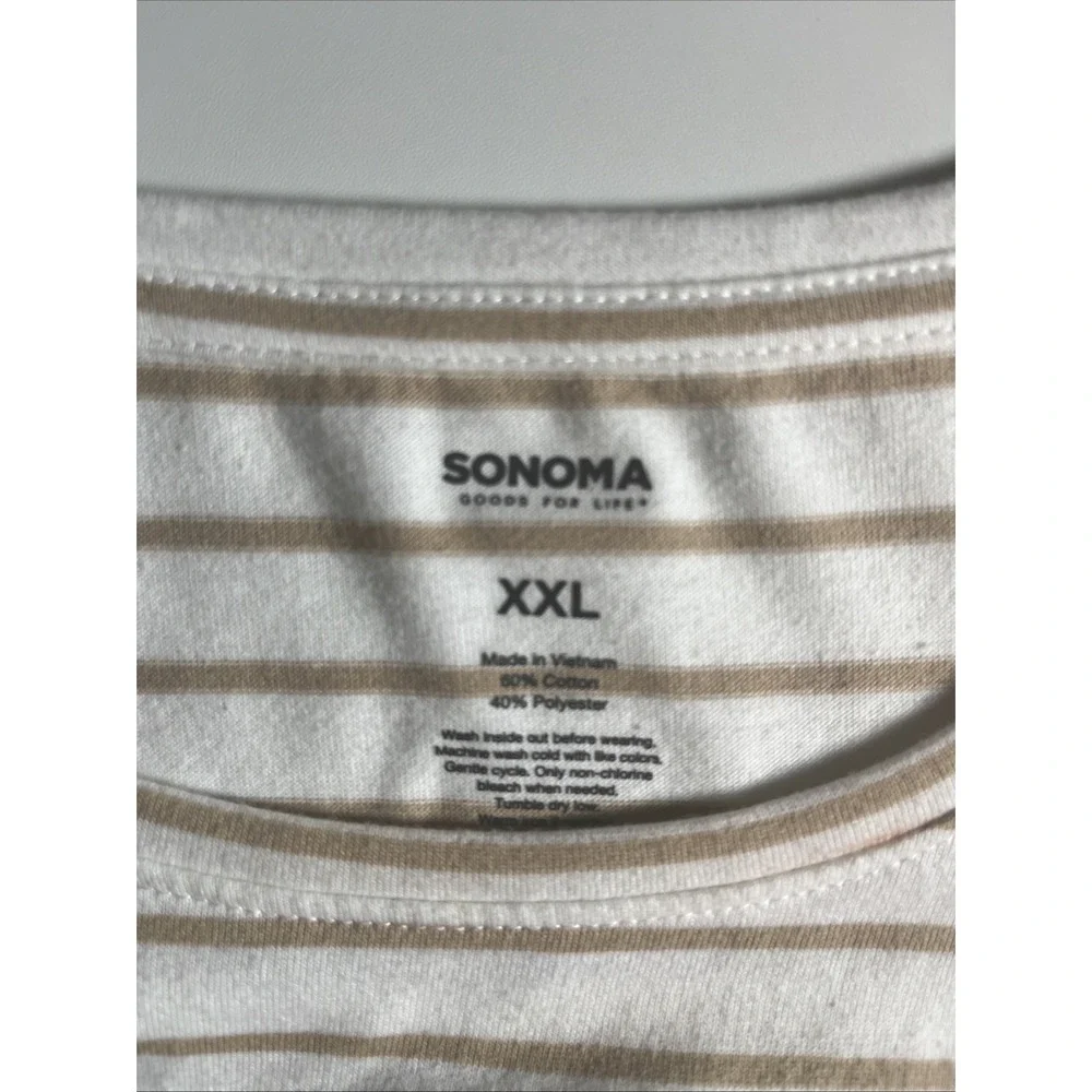 Sonoma Sundress Drop‎ Waist Dress White/tan Striped XXL